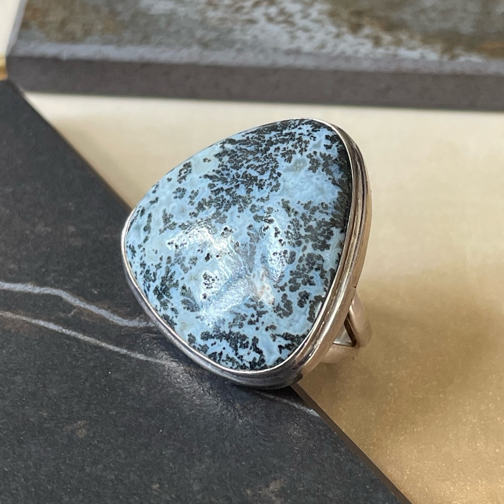 Dendritic Opal Ring in 925 Sterling Silver, US:6 or Adjustable!! “ B O H O